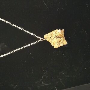 "Fool's Gold" Pendant on Silver Chain Necklace